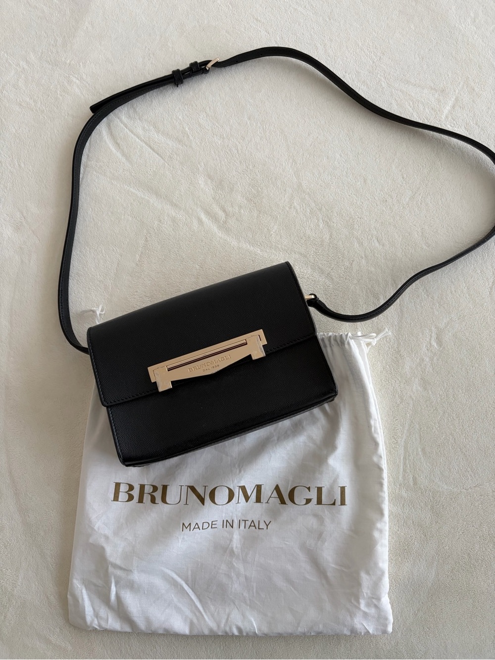 Bruno Magli Black Leather Crossbody with Gold Hardware